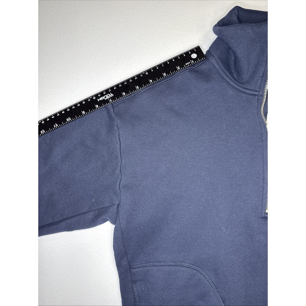 Free Assembly Women Size M Half Zip Pullover Sweatshirt Navy Blue - Picture 5 of 7